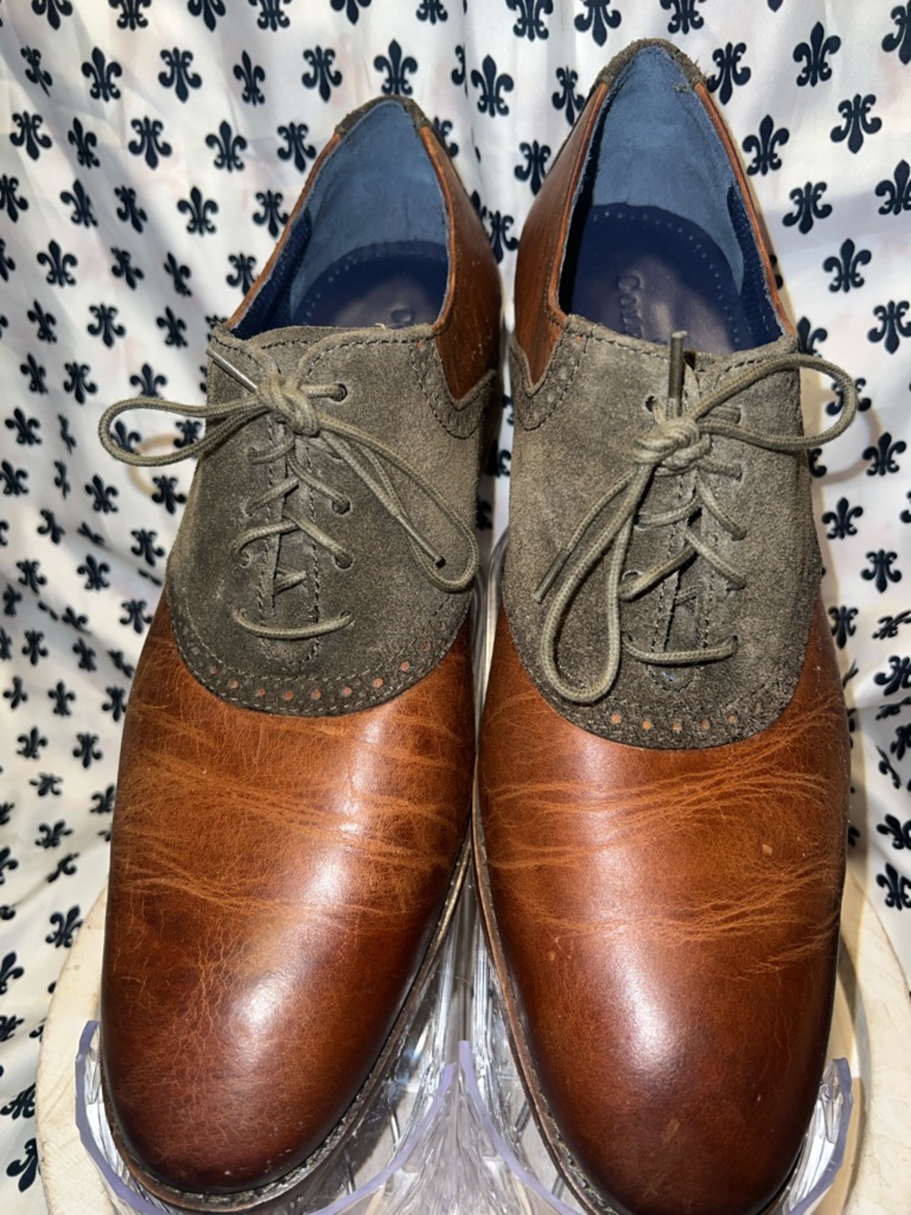 Cole haanMen's Two-Tone Brown and Olive Lace-Up Oxfords